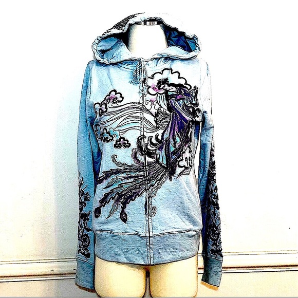 Lucky Brand Hoodie NWT Jacket Embroidered-Detail Zipper-Front L-Sleeve Size Med - Picture 2 of 10